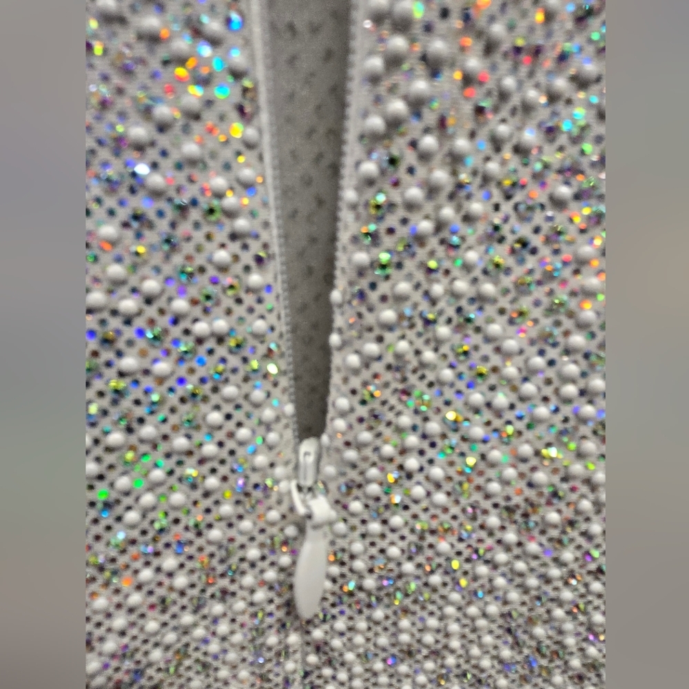 NWT GRAYSE Stretchy Rhinestone Embellished Confetti Cocktail Short‎ Dress SZ M - Picture 8 of 12